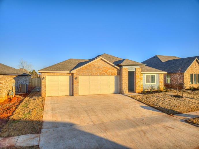Brand new home only minutes away from Paycom + Greenbelt lot + Deer Creek Schools + 4 bedrooms + 3 car garage