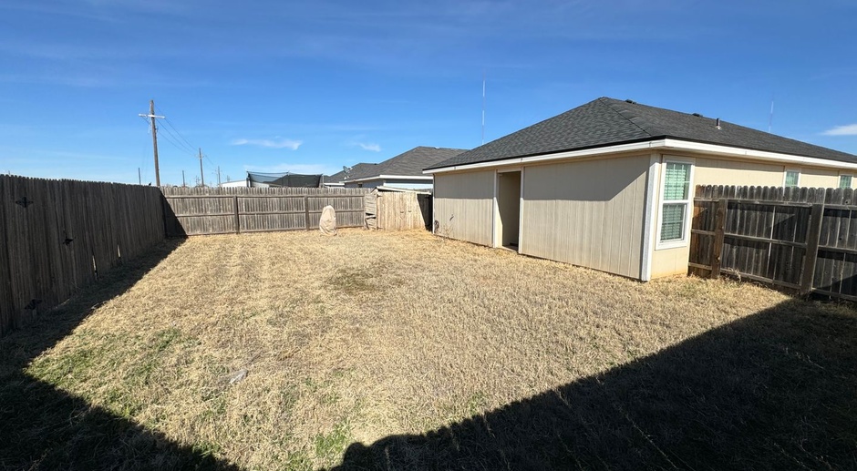 $500 off first full Months Rent. Three Bedroom in South Lubbock. 